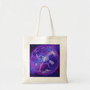 Purple Pegasus Neon Winged Horse Galaxy Art Tote Bag