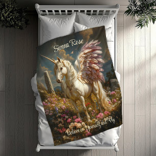 Purple Pegasus Stone Circle Fantasy Mythical Horse Fleece Blanket