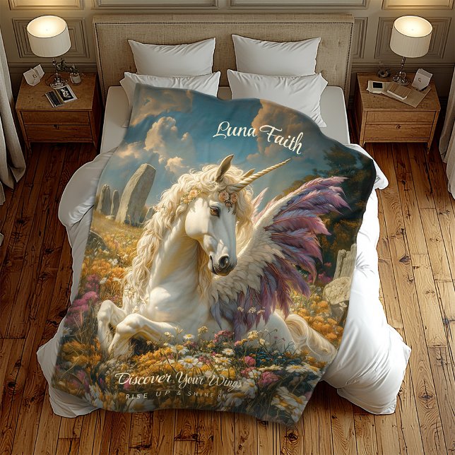 Purple Pegasus Stone Circle Fantasy Mythical Horse Fleece Blanket (Creator Uploaded)