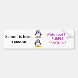 Purple Penguins Bumper Sticker