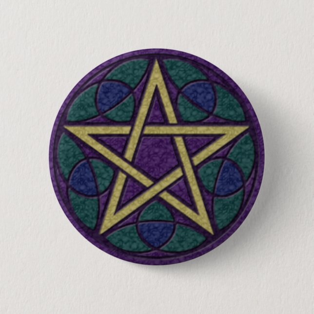 Purple Pentacle Triquetra 6 Cm Round Badge (Front)