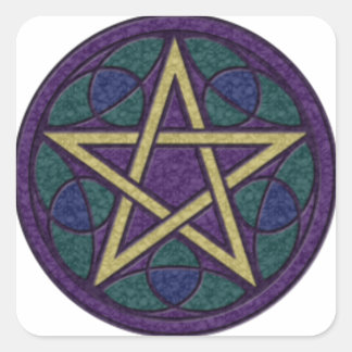 Purple Pentacle Triquetra Square Sticker