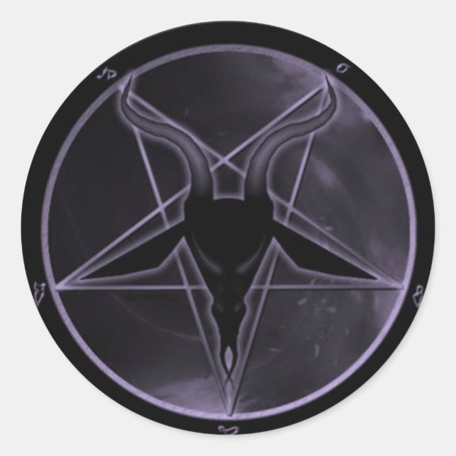 Purple Pentagram Classic Round Sticker (Front)