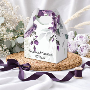 Purple Peonies and Sage Greenery Wedding Favour Box
