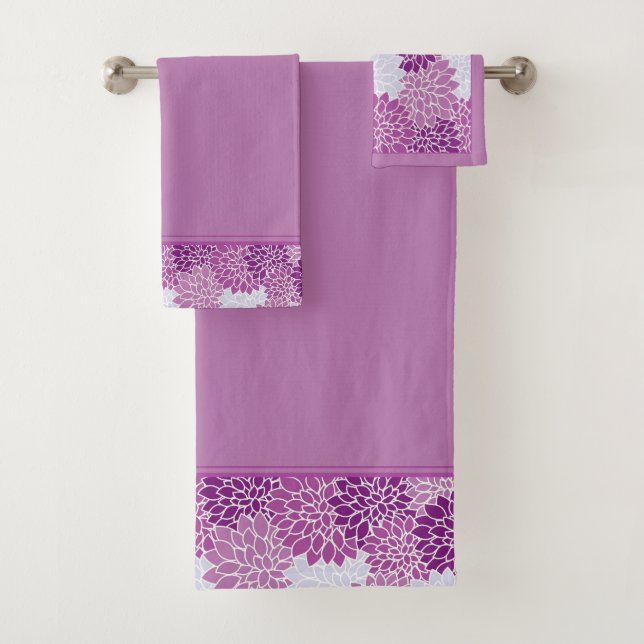 Purple Peonies Bath Towel Set (Insitu)