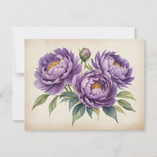 Purple Peonies on Parchment Postcard