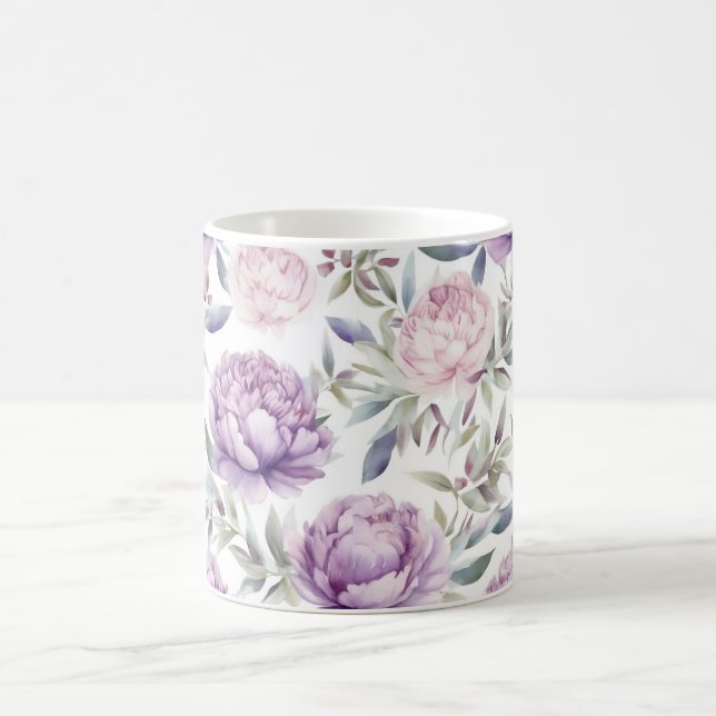 Purple Peonies Regency Core Aesthetic  Coffee Mug (Center)