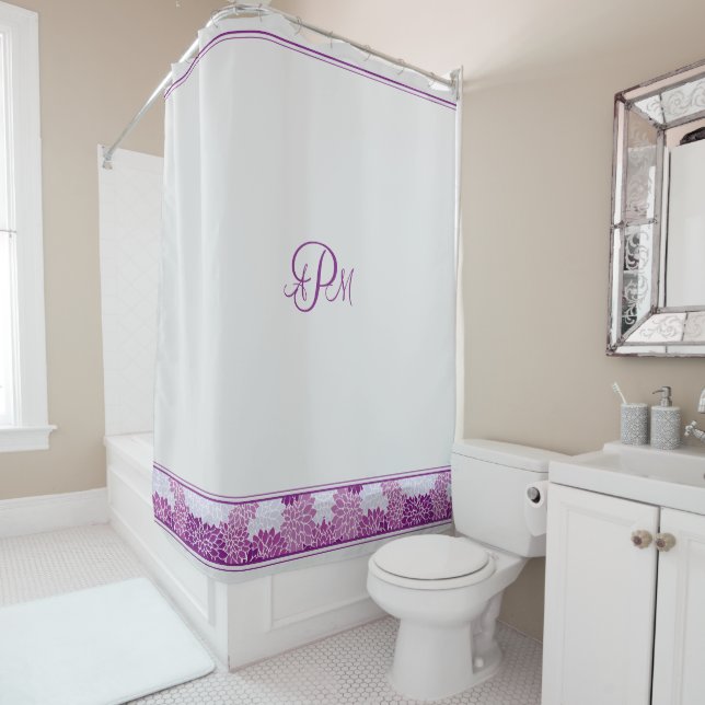 Purple Peonies Shower Curtain (In Situ)