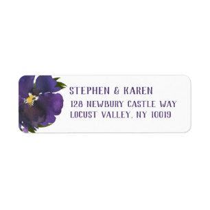 Purple Peony Elegant Wedding  Return Address Label