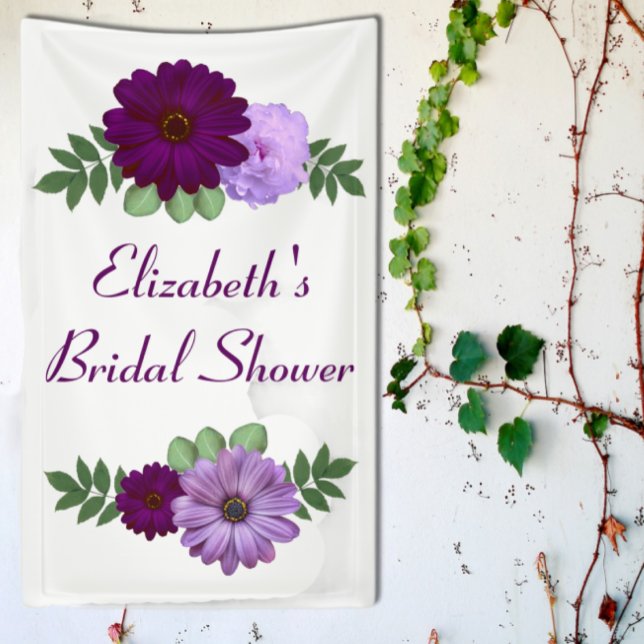 Purple Peony Floral Bridal Shower Banner (Creator Uploaded)