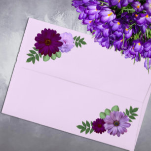 Purple Peony Floral Bridal Shower Envelope