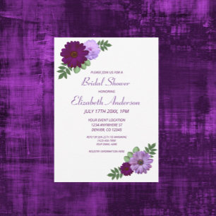 Purple Peony Floral Bridal Shower Invitation