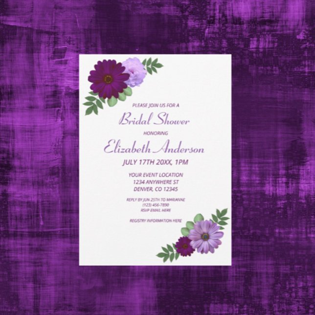 Purple Peony Floral Bridal Shower Invitation (Creator Uploaded)