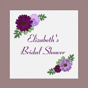 Purple Peony Floral Bridal Shower Napkin