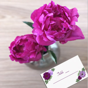Purple Peony Floral Wedding Place Card