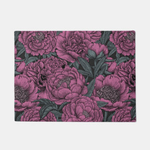 Purple peony flowers doormat