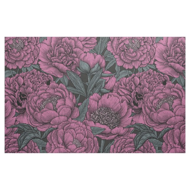 Purple peony flowers fabric (Fat Quarter)