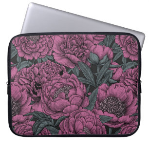Purple peony flowers laptop sleeve