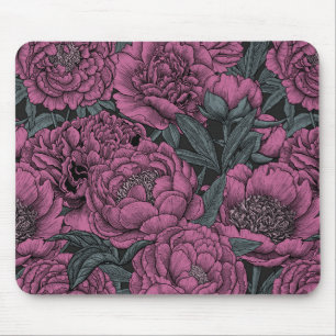 Purple peony flowers mouse pad