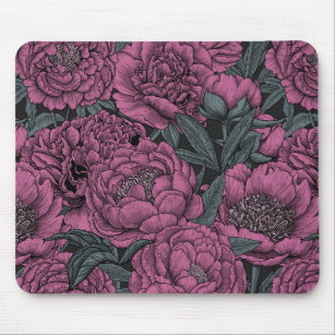 Purple peony flowers mouse pad