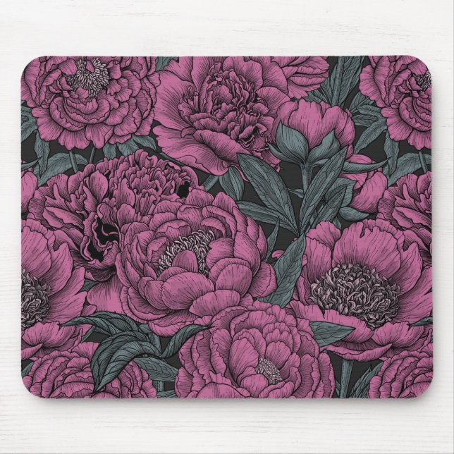 Purple peony flowers mouse pad (Front)