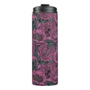 Purple peony flowers thermal tumbler