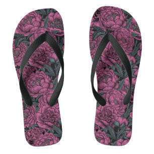 Purple peony flowers thongs