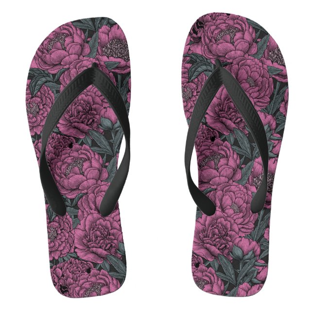 Purple peony flowers thongs (Footbed)