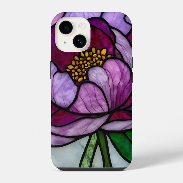 Purple Peony Stained  iPhone Case (Back)