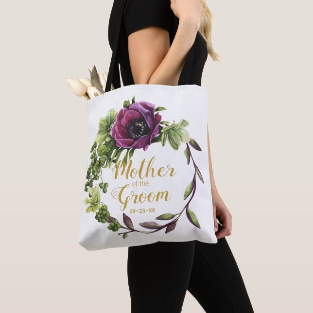 Purple Peony Wreath Mother of the Groom ID456 Tote Bag (Close Up)