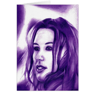 Purple People Woman Portrait Art Card