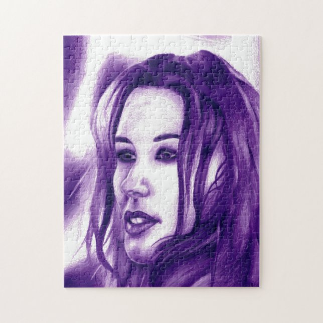 Purple People Woman Portrait Original Art Jigsaw Puzzle (Vertical)