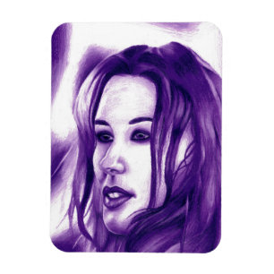 Purple People Woman Portrait Original Art Magnet