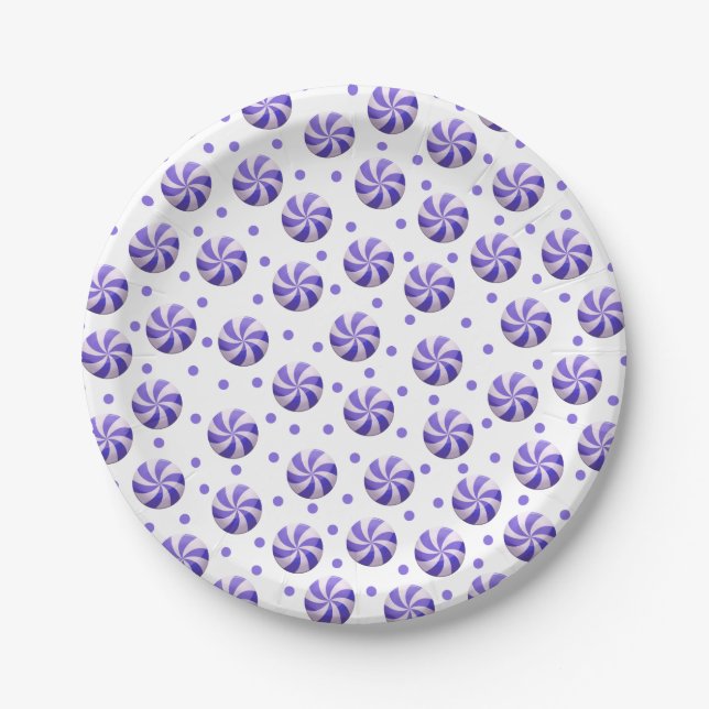 Purple Peppermint Candy Paper Plates (Front)