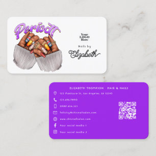 Purple Periodt Black African American Nail Salon Business Card