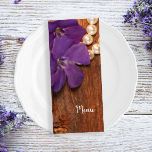 Purple Periwinkle Barn Wood Country Wedding Menu