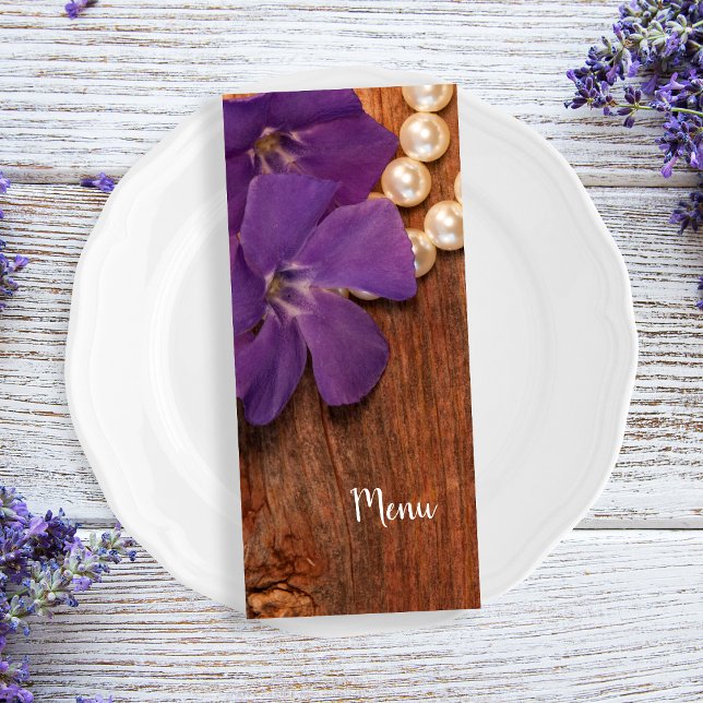 Purple Periwinkle Barn Wood Country Wedding Menu (Creator Uploaded)