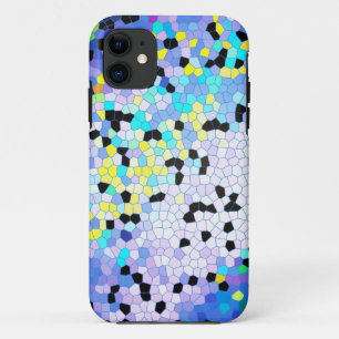 Purple Periwinkle Blue & Black Mosaic Pattern iPhone 11 Case