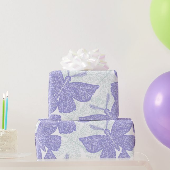 Purple periwinkle butterfly pattern wrapping paper (Party Gifts)