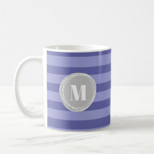 Purple Periwinkle Stripes Monogram Coffee Mug