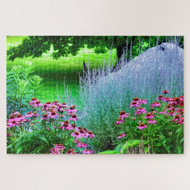 Purple Perovskia and Echinacea Jigsaw Puzzle (Horizontal)