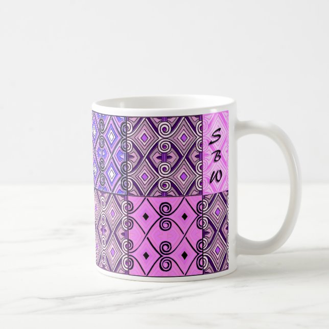 Purple Persian Patchwork (Personalised Mug) Coffee Mug (Right)