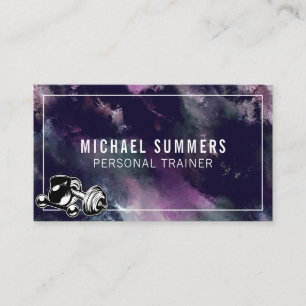 Purple Personal Trainer Gym Coach Weights Dumbbell Business Card