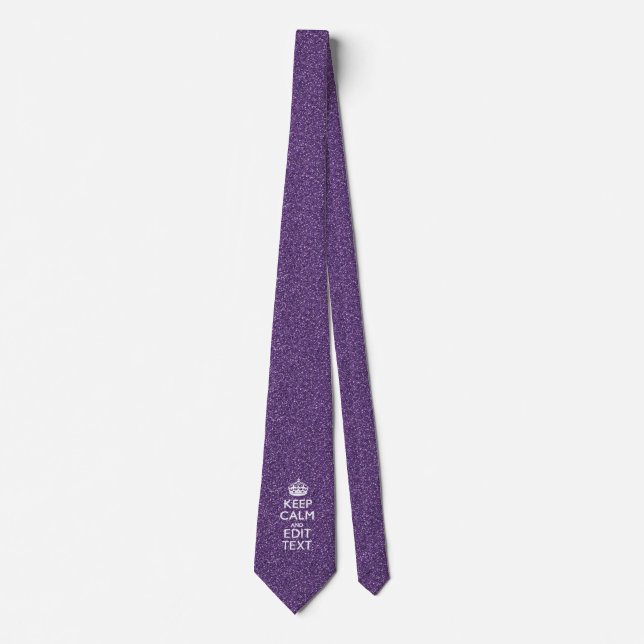 Purple Personalise KEEP CALM AND Your Text Tie (Front)