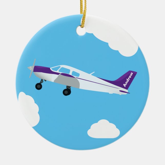 Purple Personalised Aviation Ornament (Front)