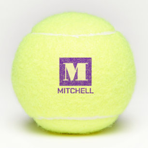 Purple Personalised Bold Initial Monogram Name Tennis Balls