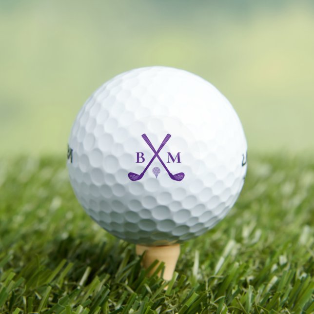 Purple Personalised Custom Golf Clubs Monogram Balls (Insitu Tee)