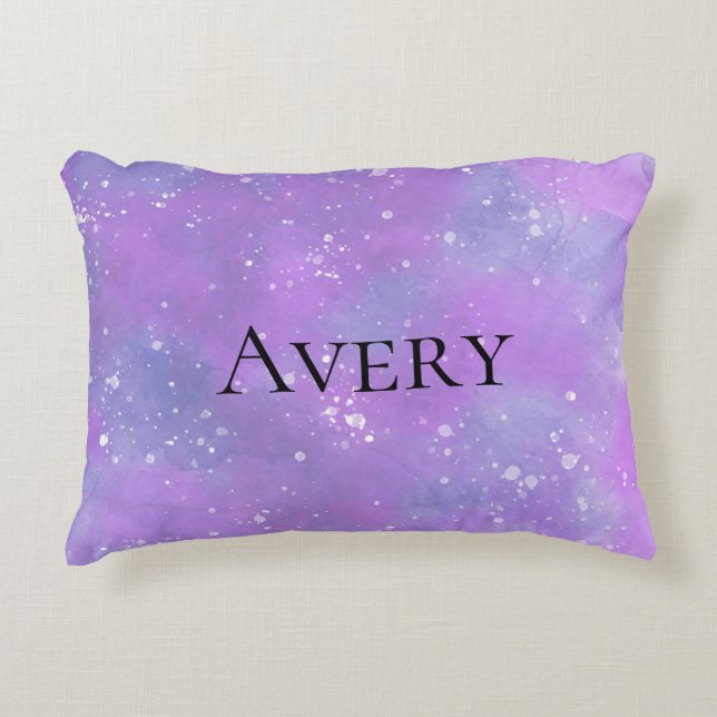 Purple Personalised Fantasy Princess Girly Decorative Cushion (Front)