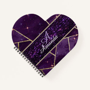 purple personalised glittery spiral Notebook