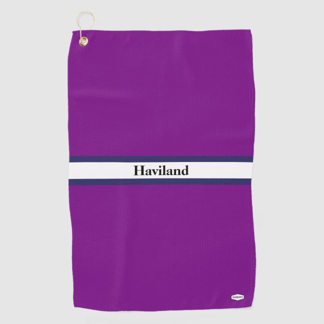 Purple Personalised Golf Towel HAMbWG (Front)